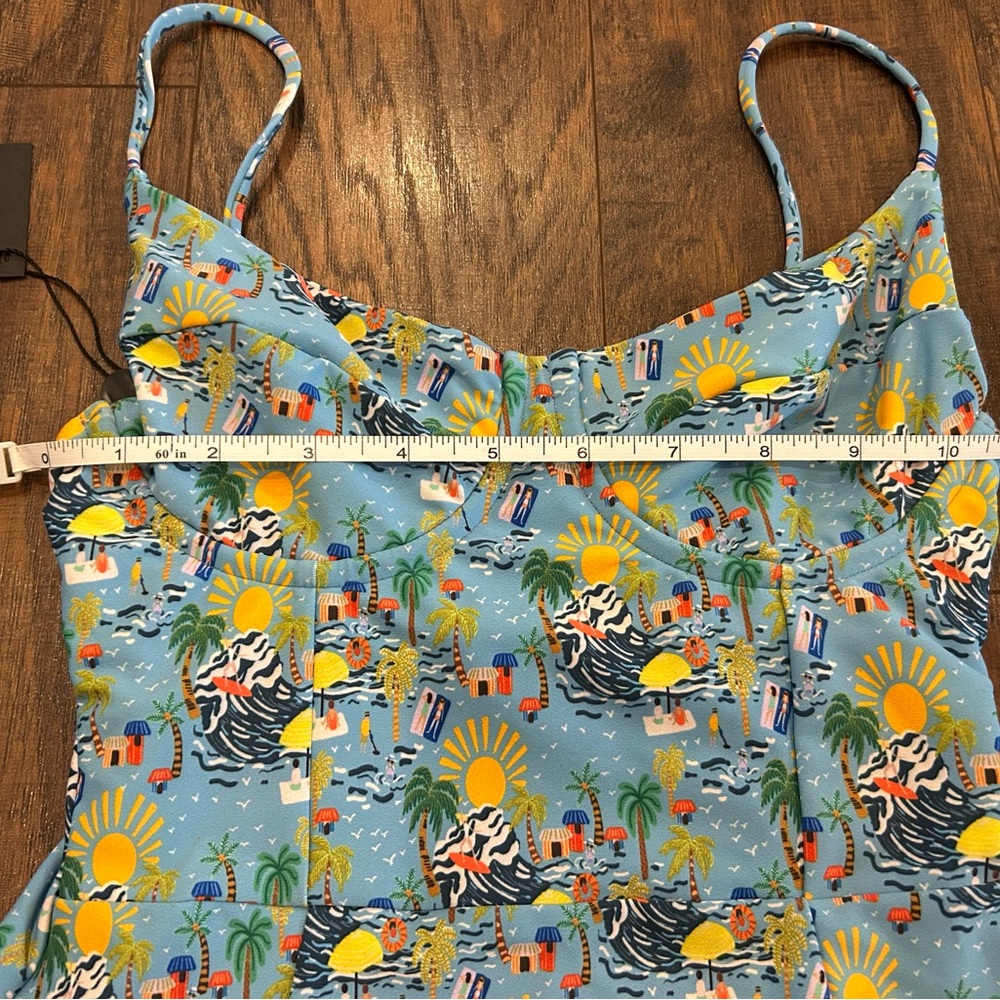 Skatie Blue and Yellow Tropical One Piece Swimsuit - Picture 7 of 16